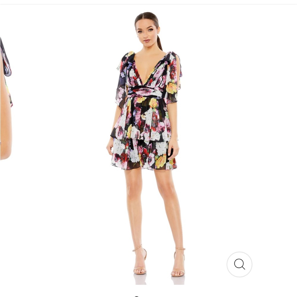FLORAL PRINT RUFFLED SLEEVELESS SOFT TIE DRESS